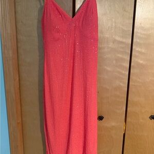 Red Sequin V-Neck Dress